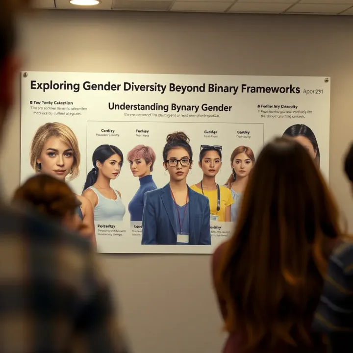 Graphic showing diverse expressions of gender identity beyond binary categories, highlighting inclusivity and cultural context