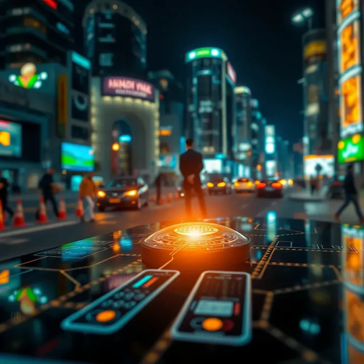 Illustration of digital devices connected by binary code flow representing technology growth in urban Pakistan