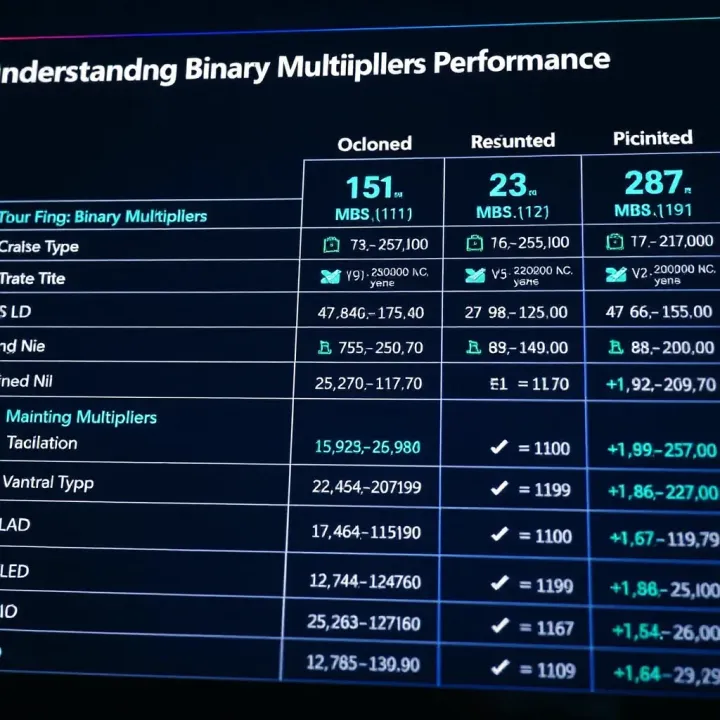 Comparison of Binary Multiplier Types and Performance Comparison chart showing different types of binary multipliers and their performance characteristics