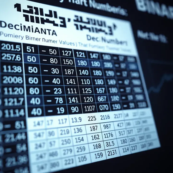 Chart showing conversion methods between decimal and binary values
