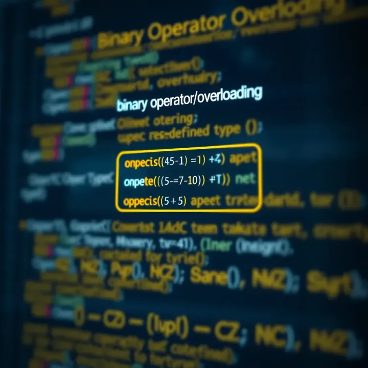 Diagram illustrating the concept of binary operator overloading in C++ with user-defined types