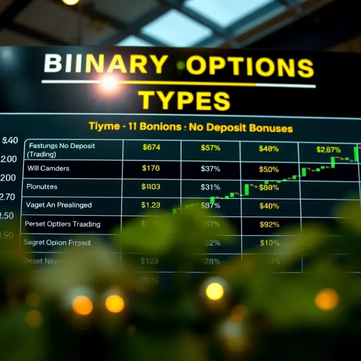 Overview of Bonus Types and Terms in Binary Options Trading Chart displaying types of bonuses and associated terms for binary options trading