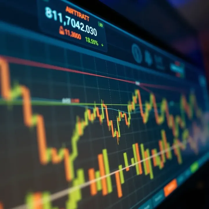 Chart showing binary options trading with price movements and fixed timeframe