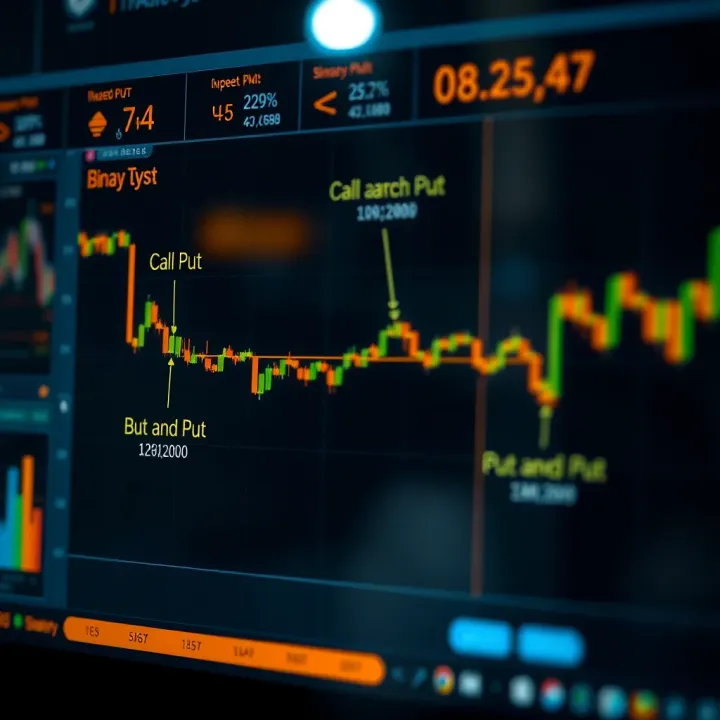 Diagram illustrating the mechanism of binary options trading including call and put choices