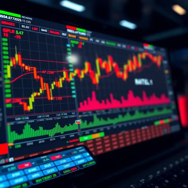 Illustration of a secure online trading platform displaying financial data and risk indicators