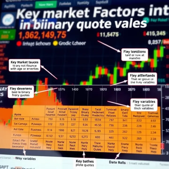 Chart showing factors influencing binary quote movements in financial markets with annotations highlighting key market variables