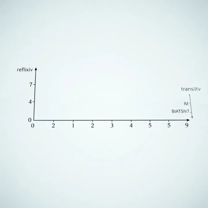 Graph showing different types of binary relations such as reflexive, symmetric, and transitive with labeled examples
