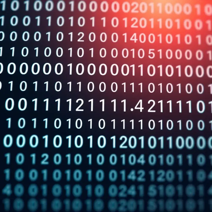 Diagram illustrating the binary numeral system with a sequence of zeros and ones representing digital data