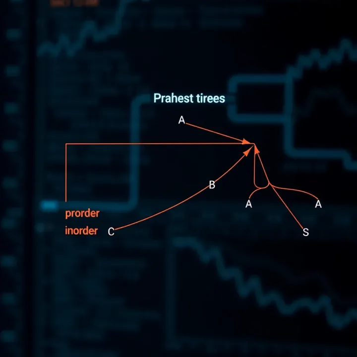 Diagram illustrating preorder, inorder, and postorder traversal paths on a binary tree structure