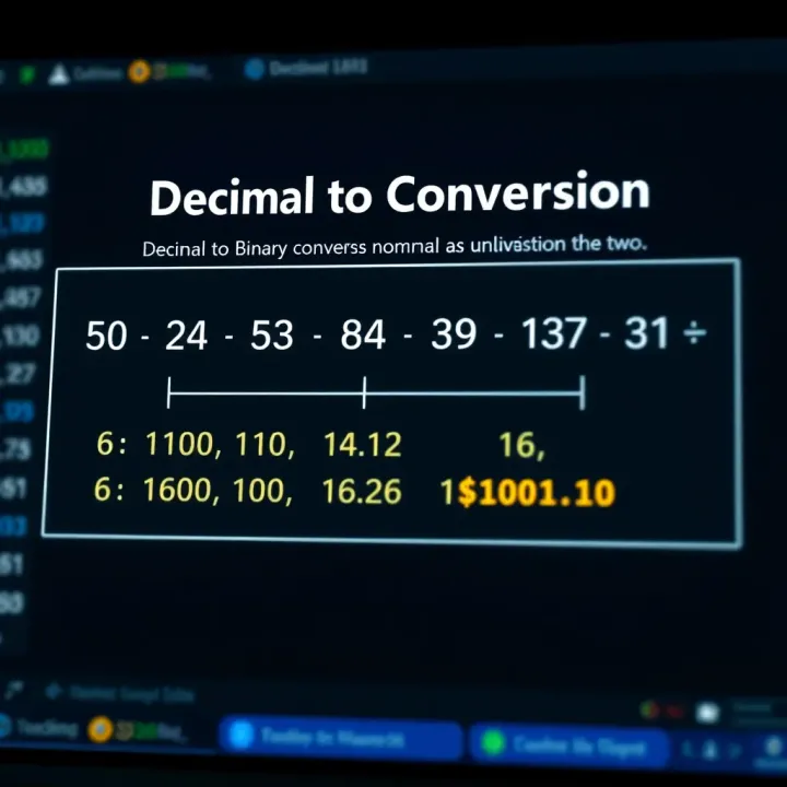 Diagram illustrating the method of converting a decimal number into binary format using division by two