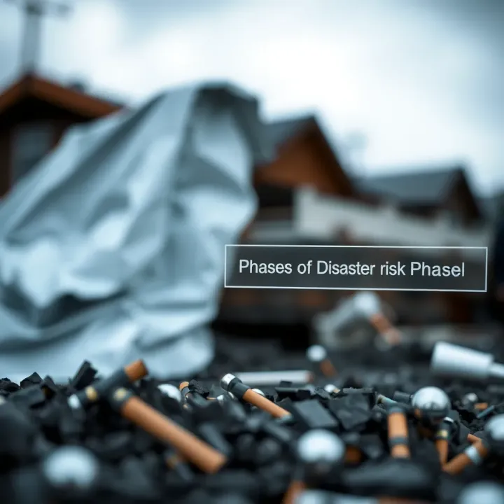 Diagram illustrating the phases of disaster risk management including identification, assessment, and mitigation measures