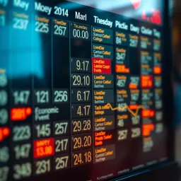 Economic Calendar Showing Key Financial Events and Data Releases Calendar display highlighting key financial events and economic data release dates