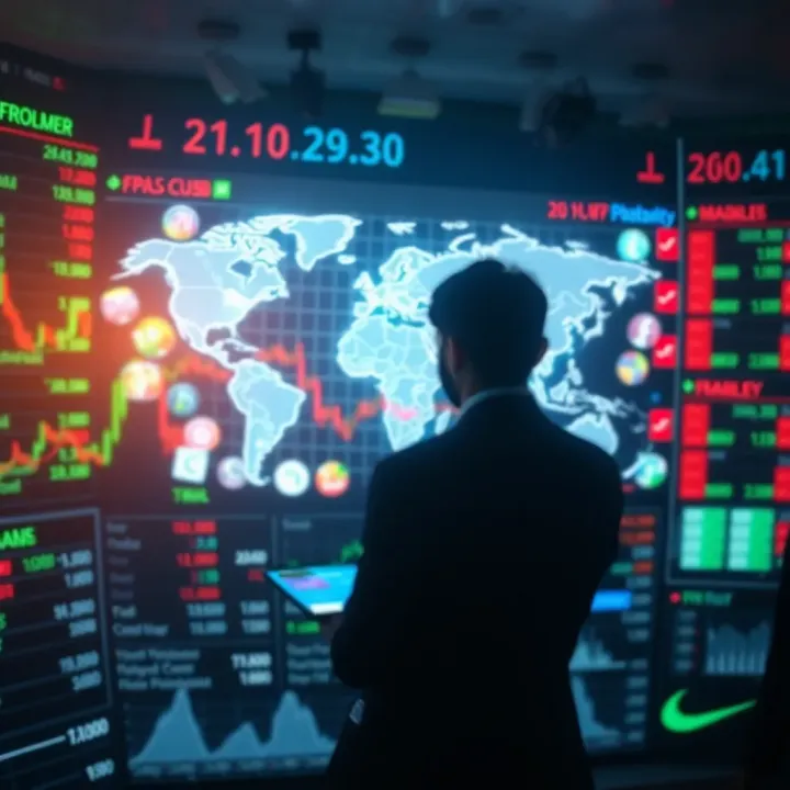 Illustration of currency exchange with multiple global currencies around a digital trading platform
