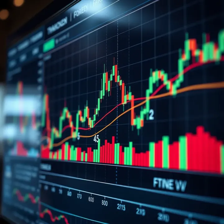 Forex Trading Patterns and Trend Analysis Chart displaying various forex trading patterns with currency symbols and trend lines