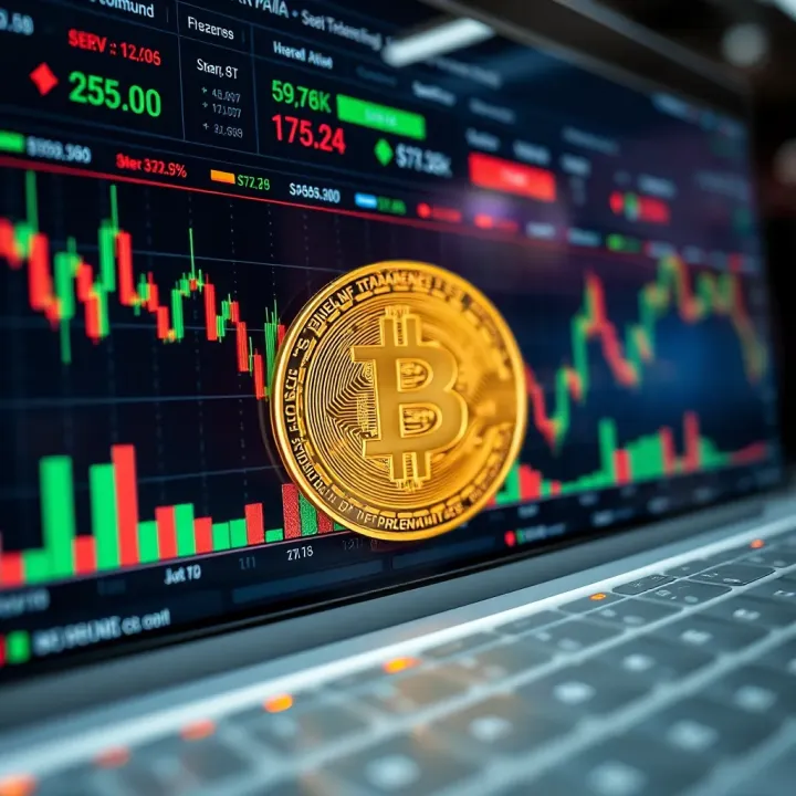 Digital interface showing cryptocurrency market trends and exchange platform features