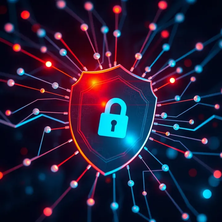 Security shield with blockchain connections representing security and regulatory challenges in crypto trading