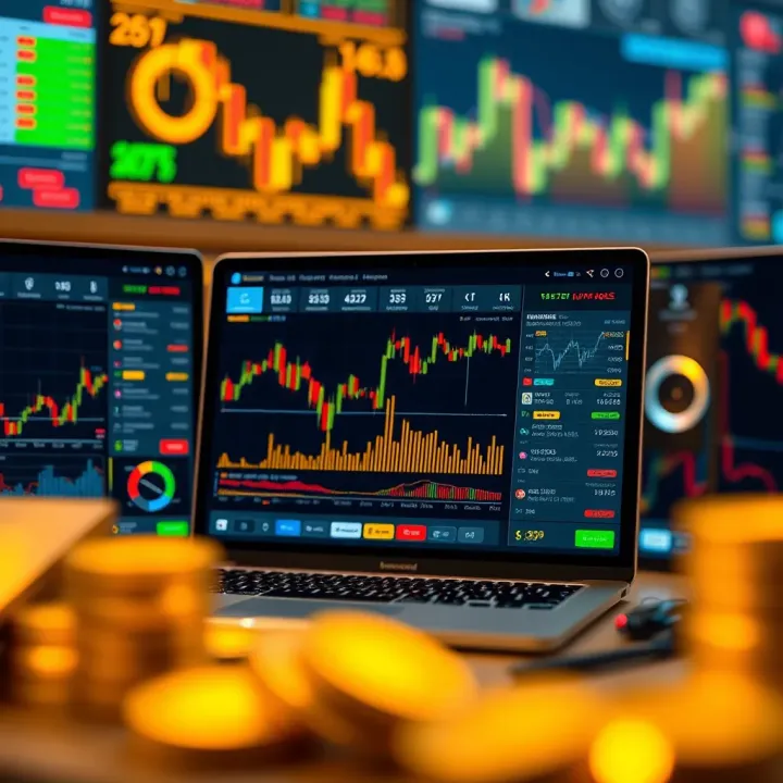 Digital interface showing various tools and charts for analyzing gold market trends