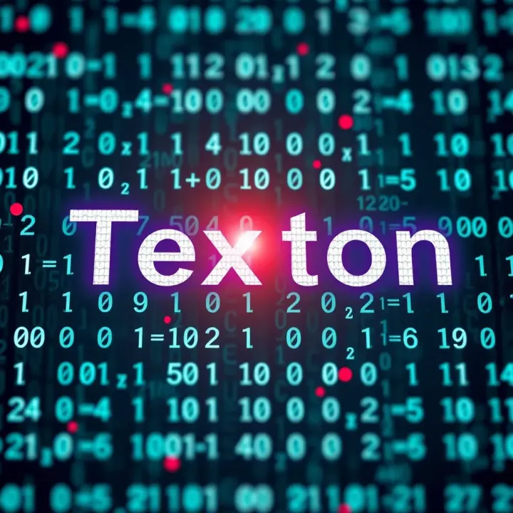 Visual representation of text transforming into binary code with digital symbols and zeroes and ones