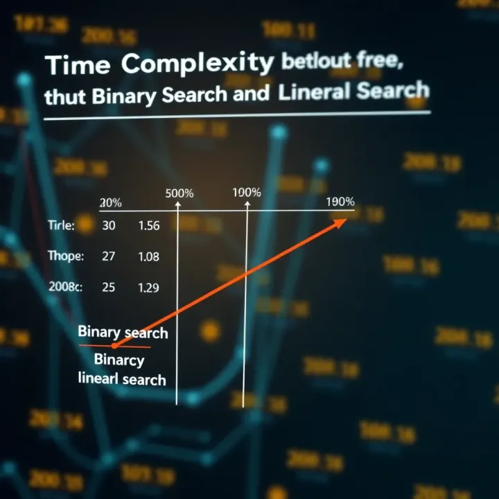 Comparison chart showing time complexity differences between binary search and linear search methods