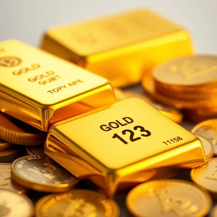 Close-up of gold bars and coins reflecting current market trends in the UAE