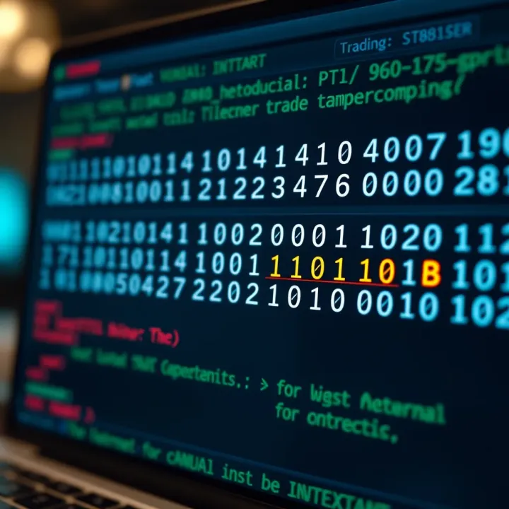 Visualizing Hexadecimal to Binary Conversion in Terminal Hexadecimal data displayed on a terminal screen with highlighted conversion to binary format